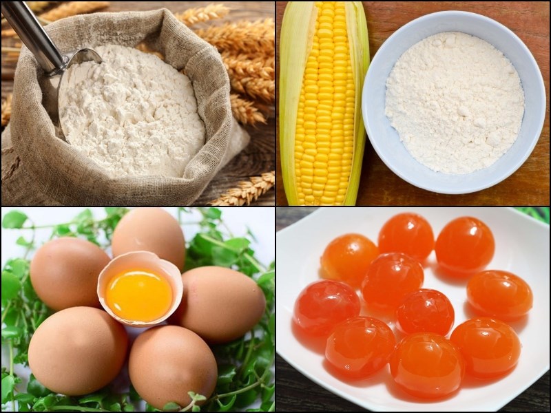 Những nguyên liệu cần chuẩn bị khi thực hiện bánh bông lan trứng muối bằng nồi cơm điện