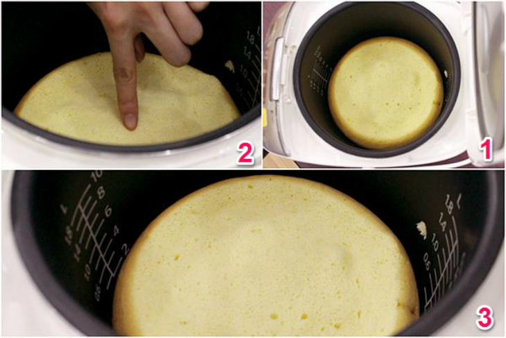 Nướng bánh trong nồi cơm điện ở chế độ Cook khoảng 40 phút