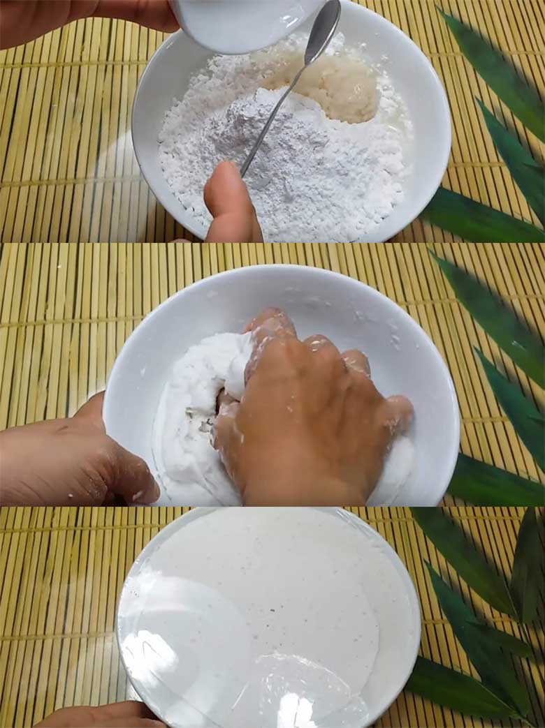 Trộn bột với cốt dừa thốt nốt và ủ trong 30 phút