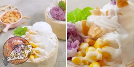 cách làm kem xôi dừa Thái Lan